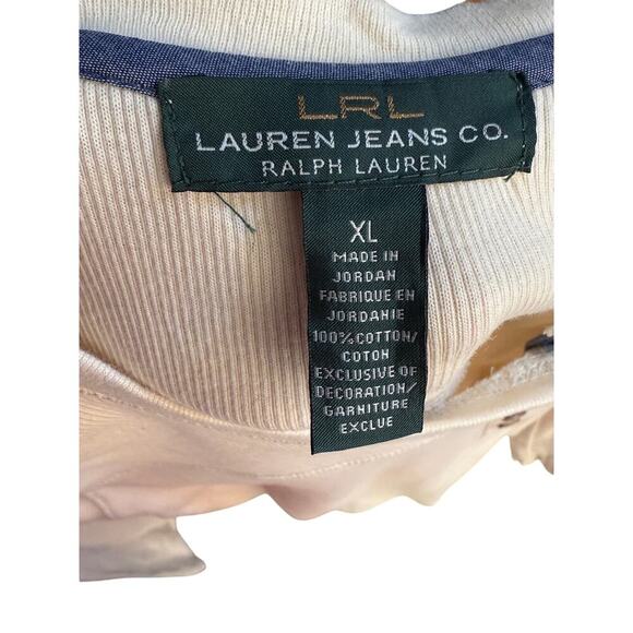 LRL Lauren Jeans Women's Size XL Cream Henley Shirt - Picture 3 of 6